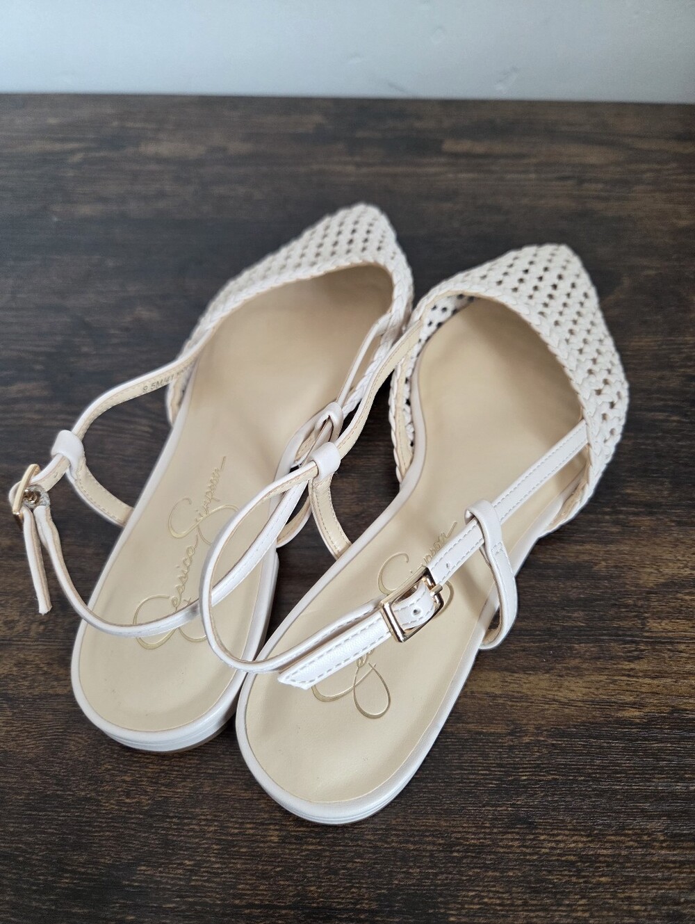 Jessica Simpson Ivory Cream Crochet Pointed Toe Mules Flats Beach Wedding 9.5 - Picture 6 of 7
